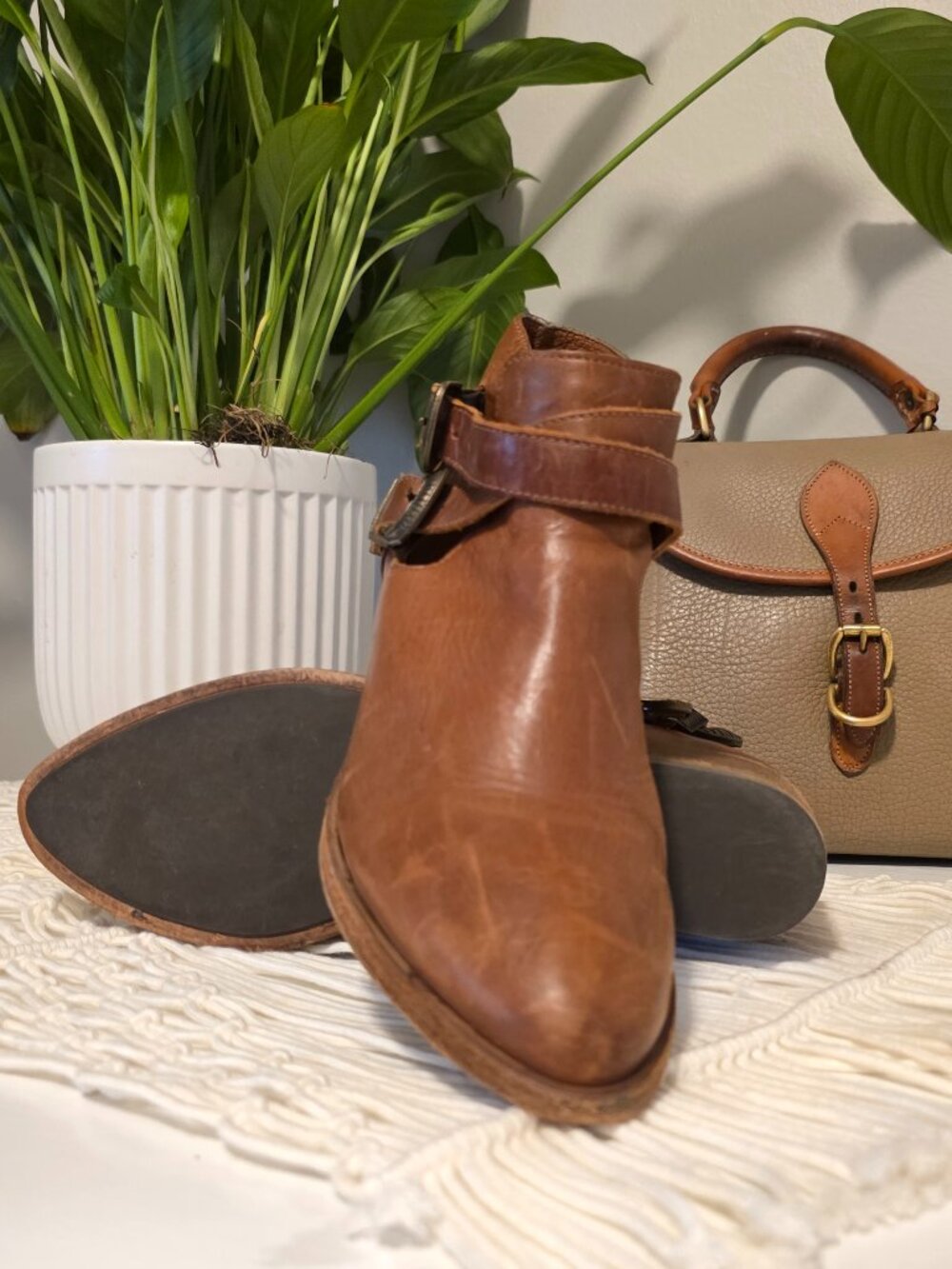 Frye Ray Western Deco Shootie Leather Ankle Booties 8